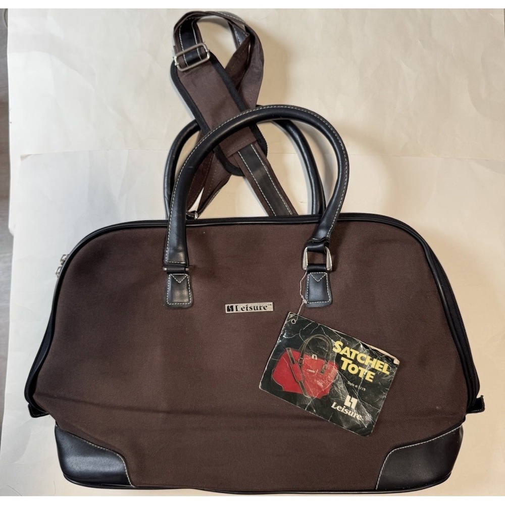 Leisure Satchel Tote Brown / Black With Adjustable Strap NWT